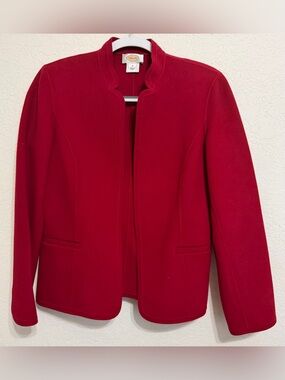 Talbots Red Collarless Wool-Blend Blazer Jacket Women’s